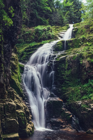 Beautiful waterfall in the mountains on the south of Poland.の写真素材