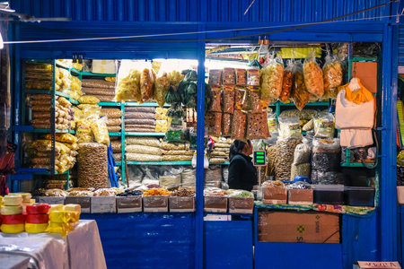 Cuzco / Peru - 07.12.2017: San Pedro Market in Cusco. Popular tourist attraction.のeditorial素材