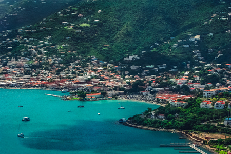 Saint Thomas / US Virgin Islands - October 31.2007: View on the lagoon / port Charlotteのeditorial素材