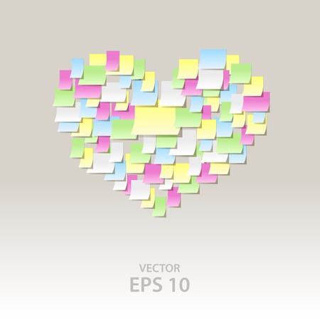 Sticky notes heart shape, office confession on a valentineのイラスト素材