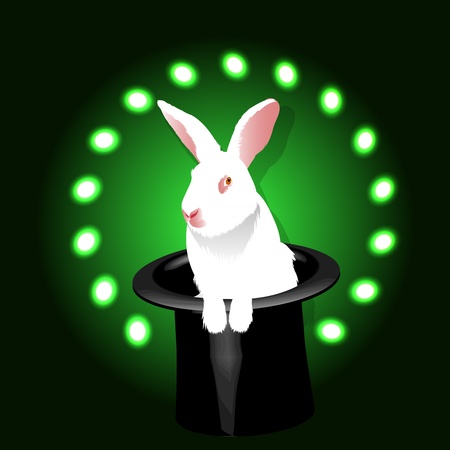 Magic white rabbit in a hat of magicianのイラスト素材