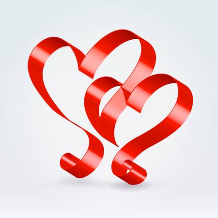 Couple hearts made of silk glossy ribbonのイラスト素材
