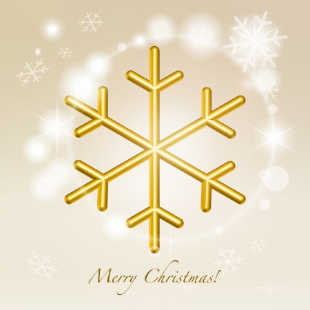 Golden metallic jewellery snowflake symbol over glittering festive christmas warm champagne backgroundのイラスト素材
