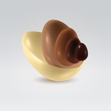 Glossy multilayered chocolate shells in motion abstract backgroundの写真素材
