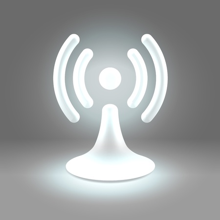 White hi tech glossy plastic wifi shiningspot shining icon over gray backgroundの写真素材