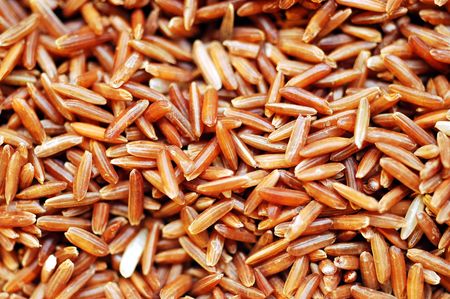 Close up shot of grains of brown rice.の写真素材