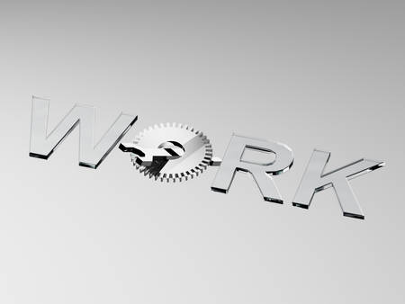 3D computer rendering with the headline "Work"の写真素材