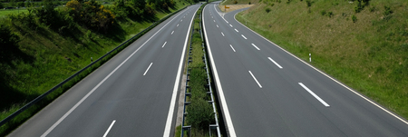 An empty, car-free motorway in Germany