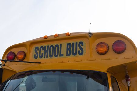 Detail of a yellow American school busの写真素材
