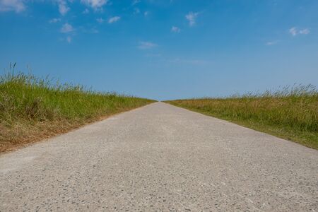 A path straight to the horizon through a field.の写真素材