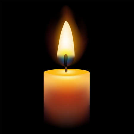 Concept of meditation and spirituality, with the flame of a candle burning and bringing light.のイラスト素材