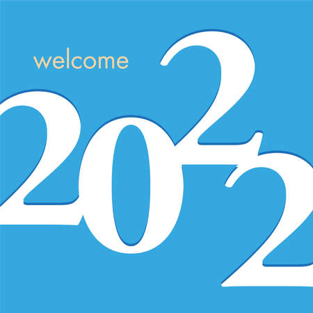 Graphic concept for an elegant and trendy greeting card, with the year 2022 written in white on a...