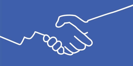 Concept of solidarity and mutual aid with the drawing of a handshake, symbol of brotherhood.のイラスト素材