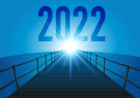 The year 2022 with the concept of the goal to be achieved for the future of a company. The...