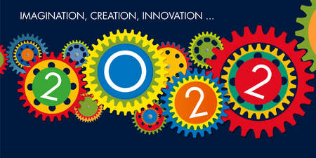 Presentation greeting card, on the concept of innovation and team spirit for a company, with the aim...
