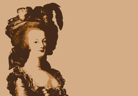 Drawn portrait of the famous Queen of France Marie-Antoinette, wife of Louis XIV, who was...