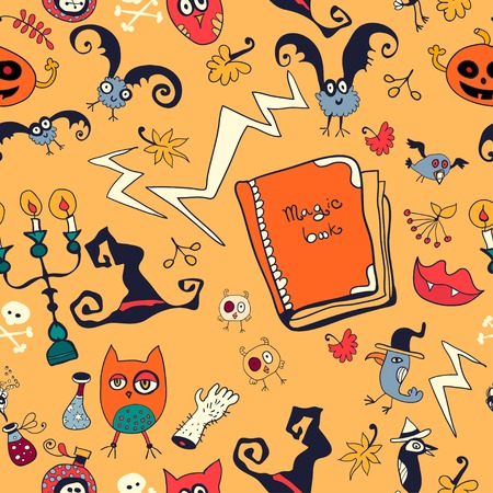 Halloween cartoon bright seamless Backgroundのイラスト素材