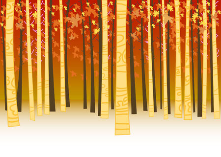 Illustration with  trees and  leavesのイラスト素材