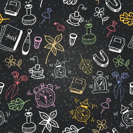 Vector chalkboard school seamless pattern.のイラスト素材