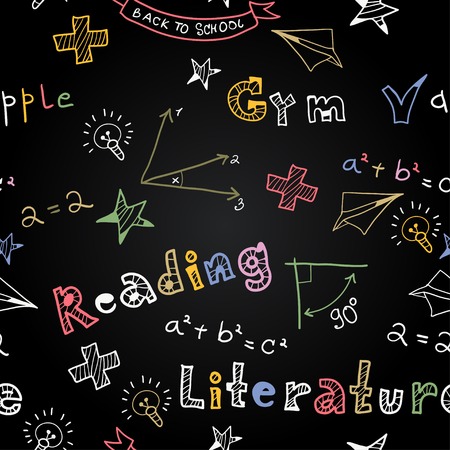 Vector chalkboard school seamless pattern.のイラスト素材
