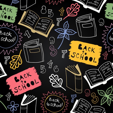 Vector chalkboard school seamless pattern.のイラスト素材