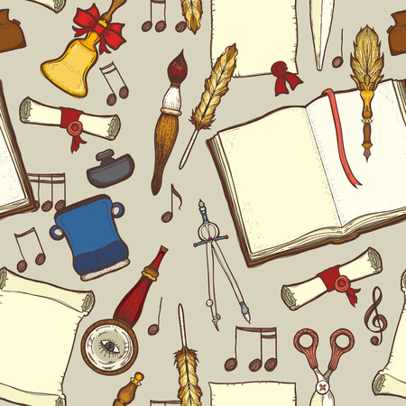 School childish bright background with detailed elementsのイラスト素材