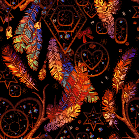Colorful feathers pattern over white backgroundのイラスト素材