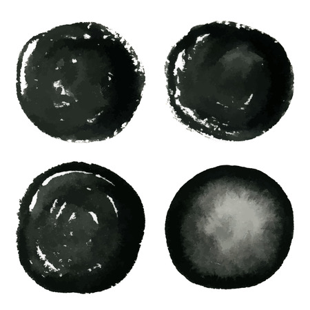 Hand drawn grunge circles ink watercolor bannerのイラスト素材