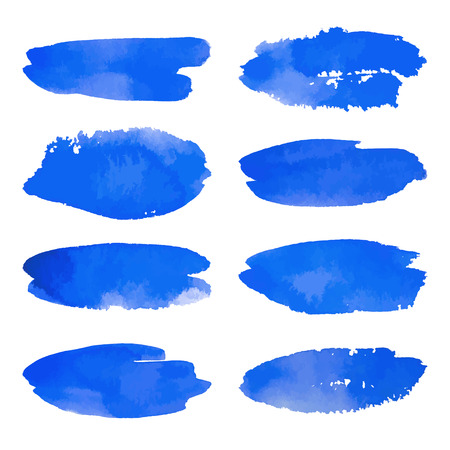 Watercolor set of blue banners spotsのイラスト素材