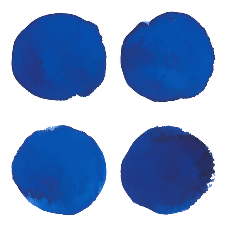 Set of blue inky banner watercolor spotのイラスト素材