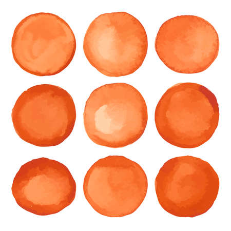 Watercolor carroty orange circles setのイラスト素材