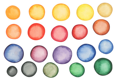 Set of Different Watercolor Multicolored Spotsの写真素材
