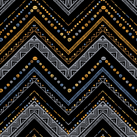 Stripes bright tribal seamless pattern with zigzagのイラスト素材