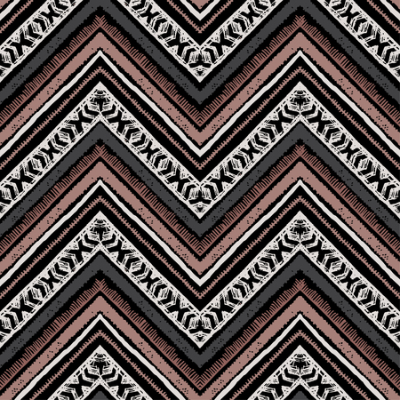 Stripes bright tribal seamless pattern with zigzag illustration.のイラスト素材