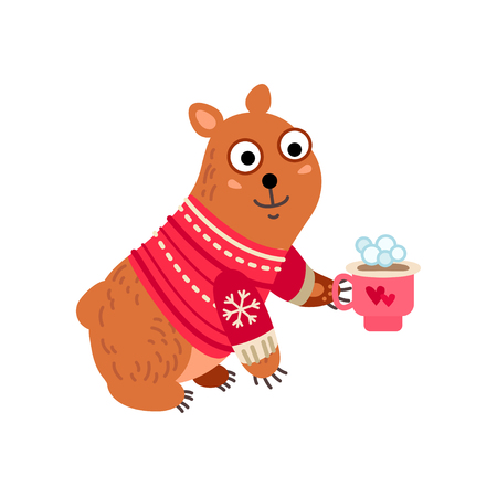 Christmas bear icon. Vector illustration Santa grizzly isolated on white background. Xmas decoration in cartoon style. Traditional christmas element of holidayのイラスト素材