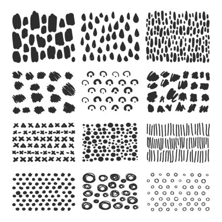 Vector set hand drawn scribbles with brush strokesのイラスト素材