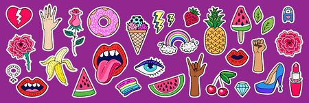 Girl Power set. Trendy collection of patch badges
