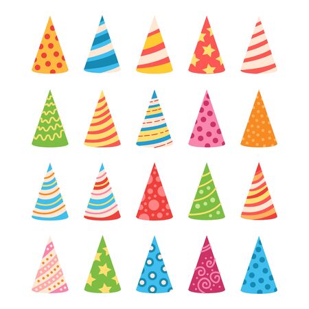 Cartoon set of colorful birthday hat capsのイラスト素材
