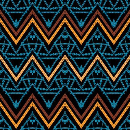 A seamless ethnic zigzag chevron vector patternのイラスト素材