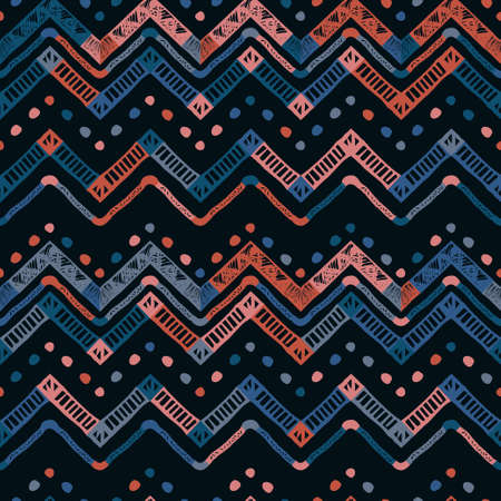 Abstract vector colorful coral zigzag line pattern