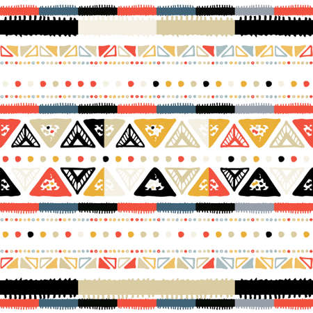 Hand drawn stripe seamless with simple Scandinavian ornament. Nursery geometric chevron vector...