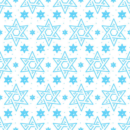 Magen David star seamless. Jewish Israeli symbol pattern for wallpapers, gift papers, fill patterns, textiles, web page background, Israel Independence Day, Easter, Hanukkah greeting cards.のイラスト素材