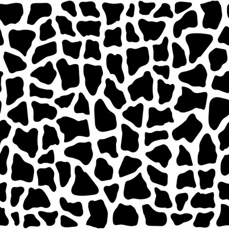 Vector seamless pattern with Giraffe skin. Monochrome leather wallpaper. Safari animals skin. Exotic clothes printing or wallpaper texture vector. Predators Camouflage.のイラスト素材