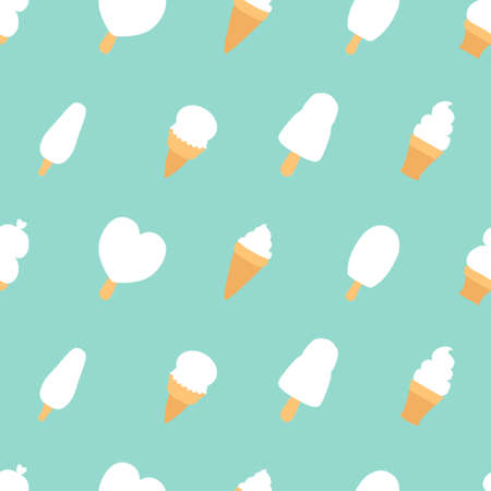 Ice cream seamless pattern blue repeat for any use. Sweets texture, icecream stick and cones background. Vector illustration.のイラスト素材