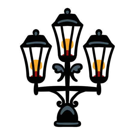 City street light lamp. Vector illustration of lighting, lamp, lantern, lamppost illustration isolated on white backgroundのイラスト素材