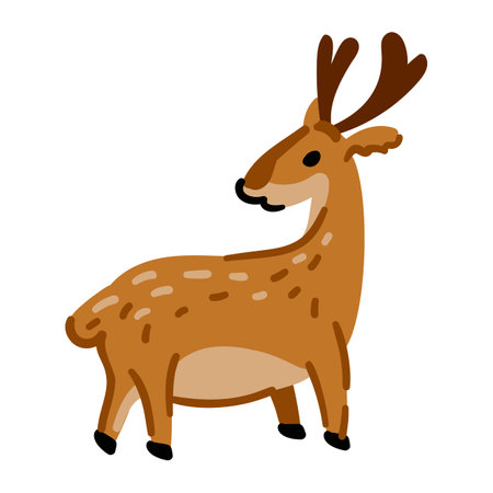 Cute deer cartoon isolated on white background. Funny vector moose. Cheerful elkのイラスト素材