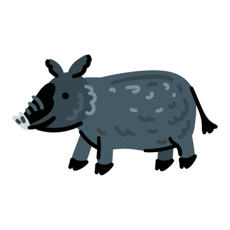 Wild hog boar mascot cartoon vector illustration isolated on white background. Zoo characterのイラスト素材