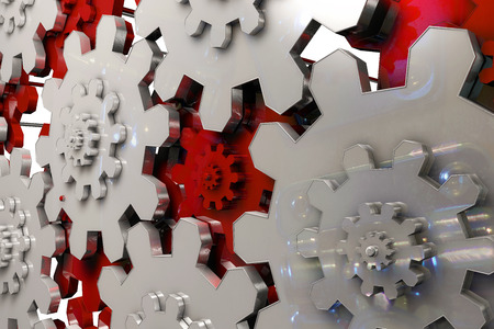 Reflective Gears - 3d rendered illustrationの写真素材