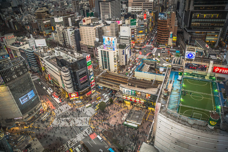 Aerial View Of Shibuya Crossing In Japanのeditorial素材