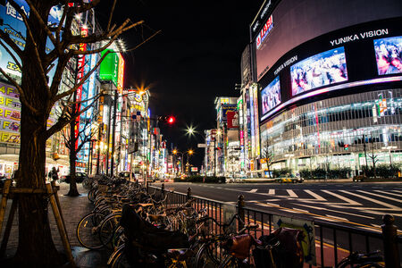 A Row Of Bicycles in Shinjuku    Tokyo, Japanのeditorial素材
